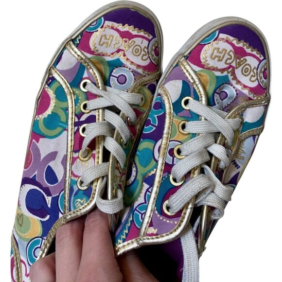 Coach Shoes Dee Poppy Pop C Women's Multicolor gold Sneakers 7.5 - Picture 1 of 6